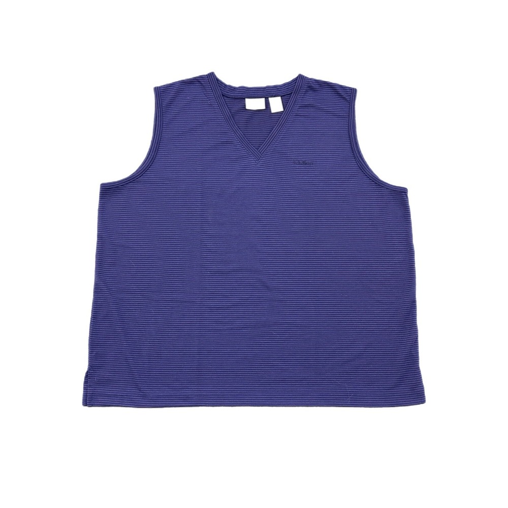 LL Bean Women's Purple Striped Tank Top Size XL V-Neck Outdoors Hiking